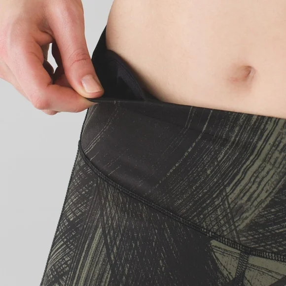 Lululemon Fresh Mesh Run Crop Leggings Sz4 Wind Chill Fatigue Green Blck Pockets - Picture 5 of 16